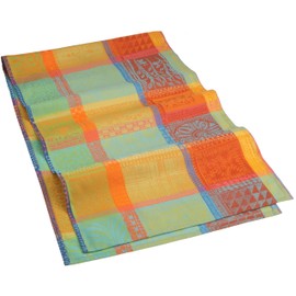 Garnier Thiebaut Mille Wax 100% two-ply twisted cotton 22-Inch by 71-Inch Table Runner, Creole, Made in France