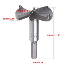 TA-VIGOR Forstner Drill Bit 55mm, Tungsten Carbide Wood Hole Saw Auger Opener for Woodworking Hinge Hole Drilling Boring Bit Cutter (Gray)