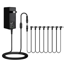 Omilik Guitar Effect Pedal Power Supply - 9 Volt Guitar Pedal Power Adapter 9V DC 2A (2000mA) Tip Negative with 8 Way Daisy Chain Pedal Cable (8-Way)