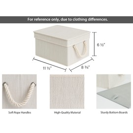StorageWorks Storage Bins with Lids, Decorative Boxes with Soft Rope Handles, Mixing of Beige, White & Ivory, Medium, 3-Pack