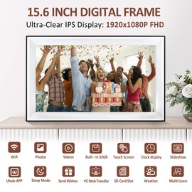 SVLIBO 15.6 Inch WiFi Large Digital Picture Frame,1080P FHD IPS Touch Screen Smart Photo Frame with 32GB Storage, Easy Setup to Share Photos or Videos via Free APP （Wedding Gifts）