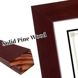 Golden State Art, 11x14 Diploma Frame - Mahogany Solid Wood - for 8.5x11 Certificates with Double Mat Or 11x14 Without Mat - Real Glass (1 Pack)