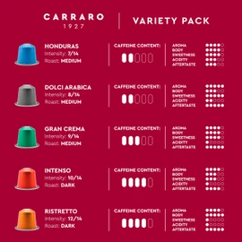 Carraro Variety Pack - 100 Aluminum Coffee Pods Compatible with Nespresso Original Line - Medium & Dark Roast Coffee Capsules Made in Italy