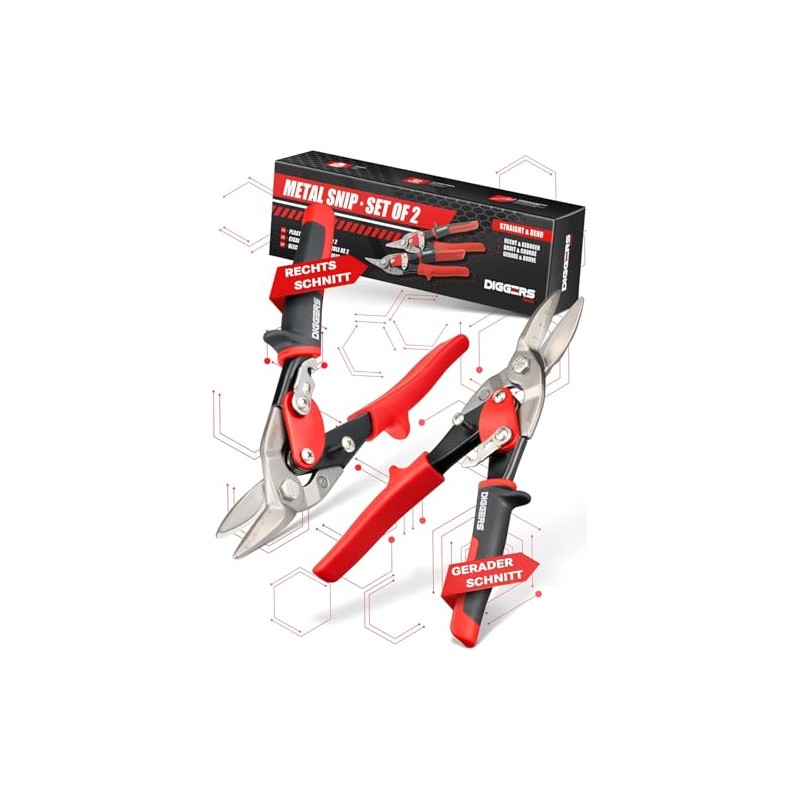 Diggers Tools Metal Snip Set – 2-Piece Professional Sheet Metal