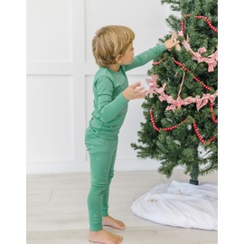 moimoln Cotton Modal Baby Toddler Pajamas Snug fit Pjs Daily Long Christmas Mini Ornament Green 12-18m