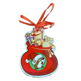 Buc-ee's Christmas Tree Ornament, Ceramic, Stocking with Toys and Gifts