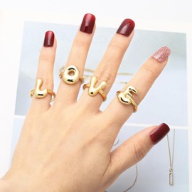 Gold Initial Ring Initial Rings for Women Initial Ring Silver Sterling Silver Initial Ring Silver Initial Ring Ring with Initial Bubble Initial Ring Initial Rings for Women Birthday Jewelry Gifts