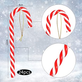 Bluelves Candy Canes Christmas Tree, Pack of 24 Christmas Tree Decorations for Hanging, Candy Cane Decoration, Christmas Tree Decoration Pendant with Cord (Red and White)