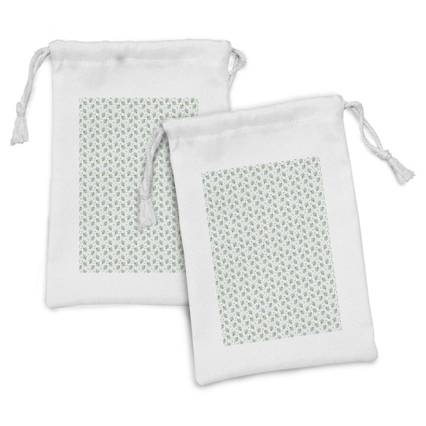 Ambesonne Ivory and Blue Fabric Pouch Set of 2, Forget-me-not