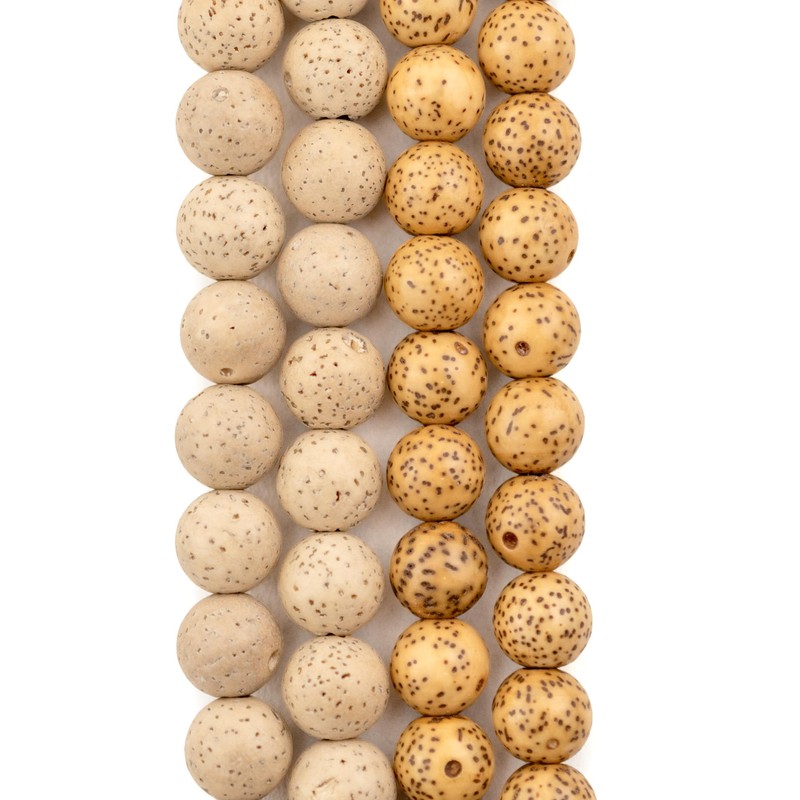 TheBeadChest Natural Tibetan Lotus Seed Mala Beads 8mm Brown Round