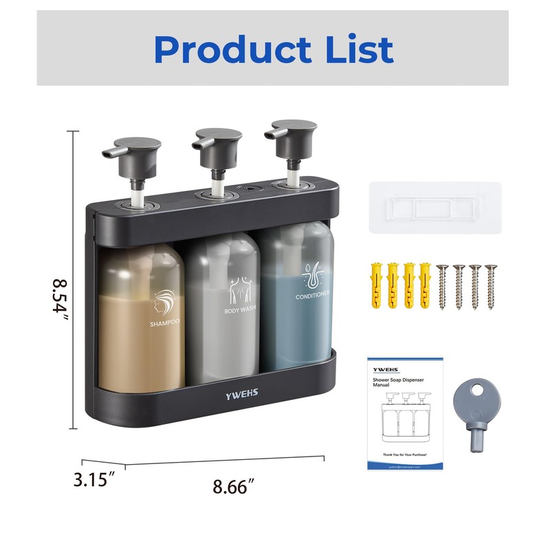 YWEHS Shampoo Dispenser for Shower Wall Mounted, Shower Soap Dispenser