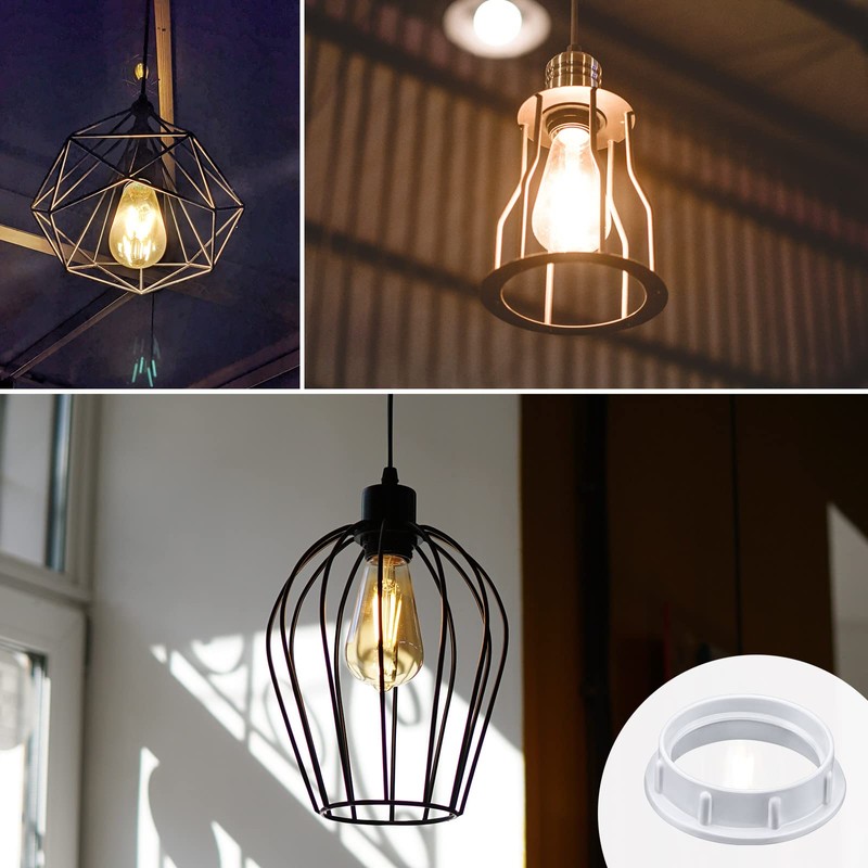 DiCUNO E26 Lamp Shade Rings, White Light Socket Shade Ring,