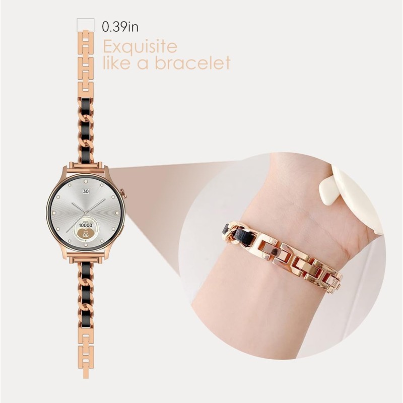 LYSANDRA Slim Gold Bands Adjustable Metal Chain Bracelet Strap Compatible