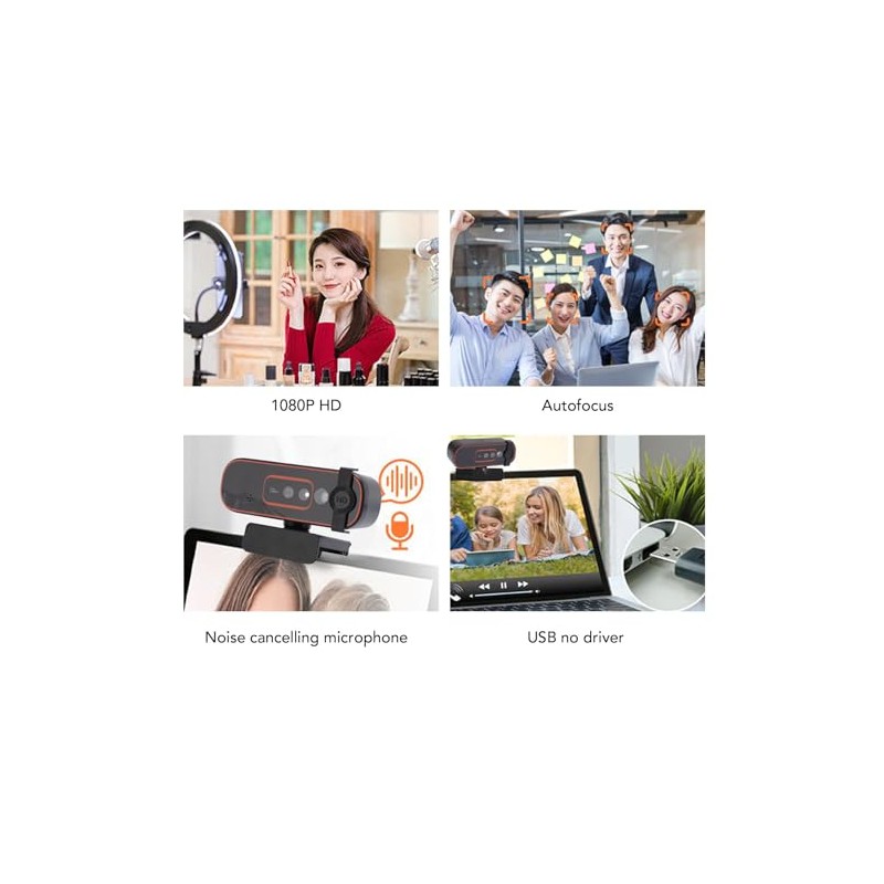 XUMIUZIY Webcam 1080P 30FPS con Hello, Webcam Reconocimiento Facial con