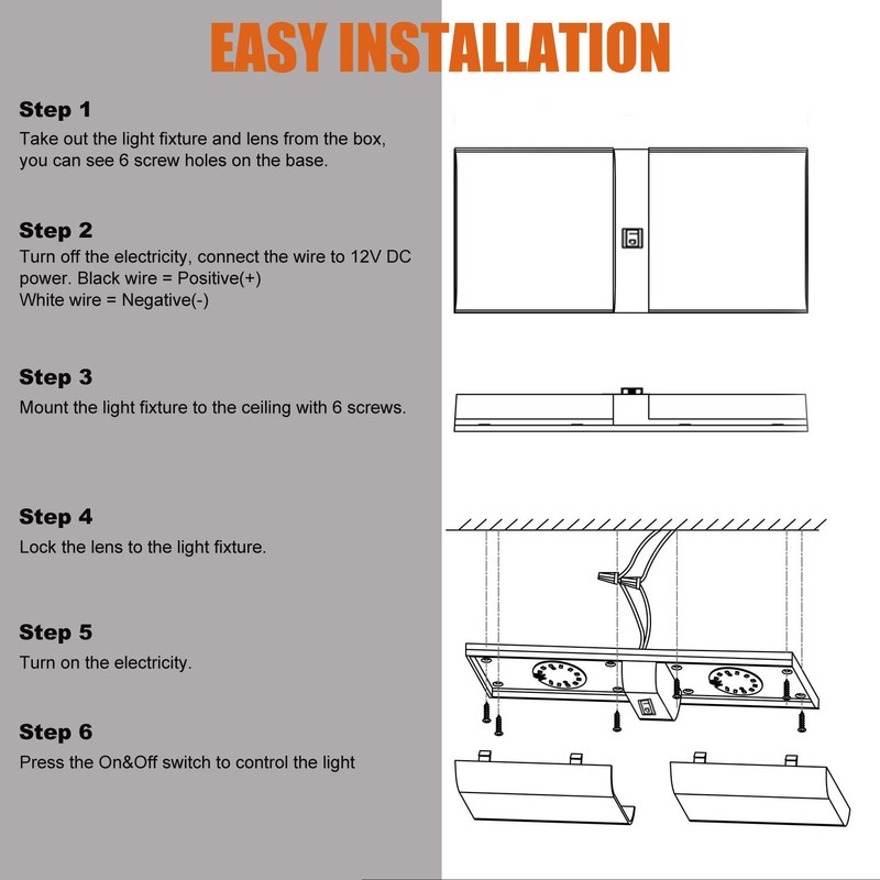 Facon 6 Pack LED RV Pancake Light Square Ceiling Dome