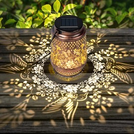 Solar Outdoor Hanging Lanterns,Hummingbird/Dragonfly Decor Lantern,Waterproof Metal Decorative Garden Light for Patio Yard Lawn Backyard Front Porch,Gifts for Women Mom Grandma (Hummingbird)