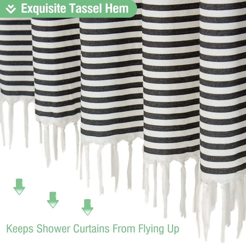 Dynamene Extra Long Fabric Shower Curtain, 84 Inch Long Farmhouse