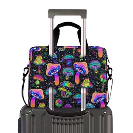 DerlonKaje Magic Mushrooms Laptop Bag 15.6 inch, Waterproof Laptop Case with Strap, Protective Laptop Carrying Case for Women & Men