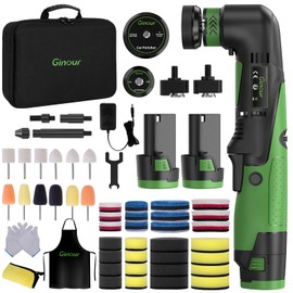 Ginour Cordless Mini Buffer Polisher for Car Detailing, 12V Mini Car Polisher Kit with 1"&1.2" Backing Plate,2X 2.0Ah Batteries and Accessories, RO/DA 6 Speeds for Polishing, Waxing, and Cleaning