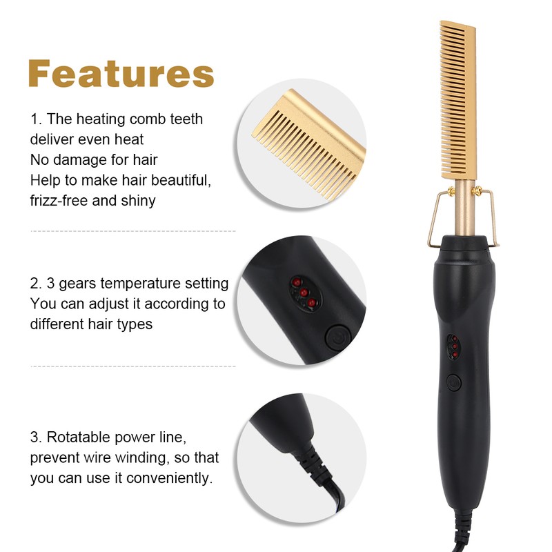 Multi Functional Electric Heating Hair Straightener Comb Hair Curler Curling