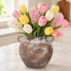 Ceramic Rustic Vase for Home Decor 6 Inch Round Pottery