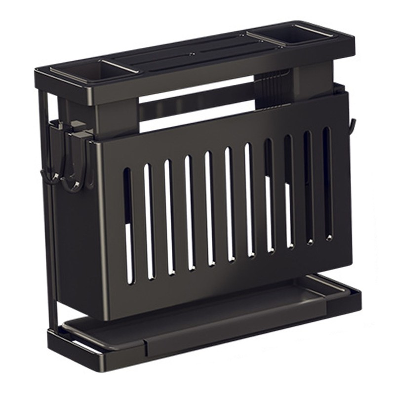 Kitchen Knives Chopstick Rack with Draining Tray Wall Mounted Multifunctional