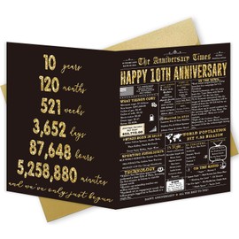 Londue 10 Year Anniversary Card for Him Her, Funny 10th Anniversary Decorations Gifts for Couple Husband Wife, Romantic Tin Gifts for Ten Years Wedding Valentines Birthday Anniversary Day