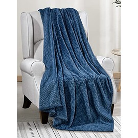 Faith, Hope, Love Home DÉCOR Oversized and Extra Heavy Chevron Braided Fleece Throw Blanket (50" x 60") - Blue Plush Blanket, Cute Throw Blanket