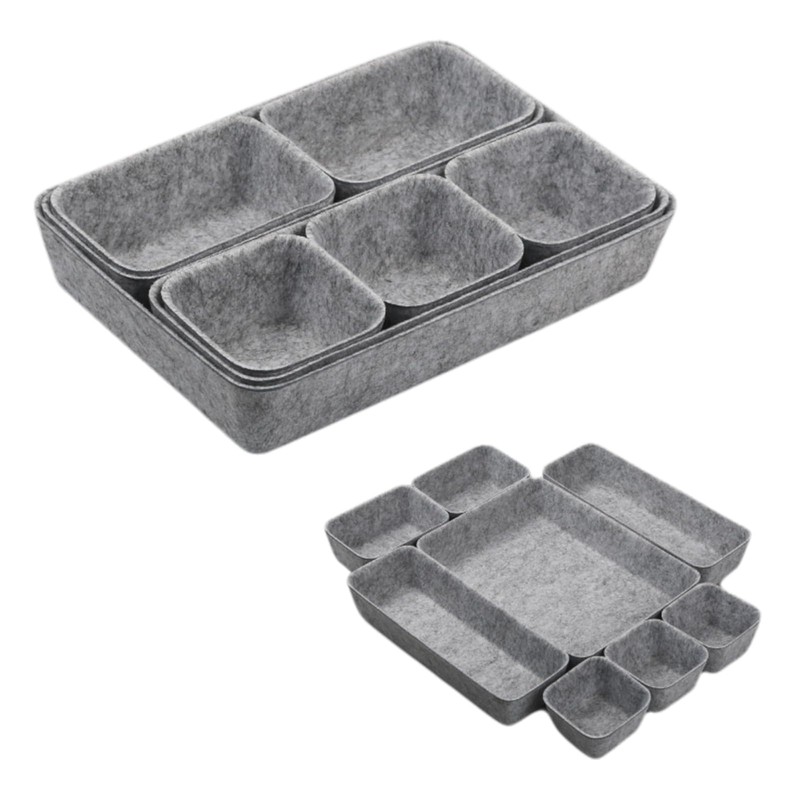 Eabdice 8 Pieces Felt Drawer Organiser, Felt Storage Boxes, Felt