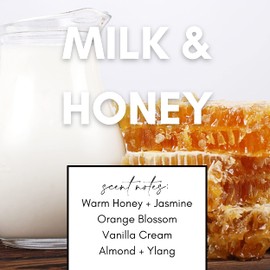 Bluebyrd Soap Co. Milk & Honey Candle Jar 9oz | Amber Glass Jar Coconut Wax Highly Scented Candles | Warm + Cozy Scent - Honey Scented Candles (Honey, 9oz)