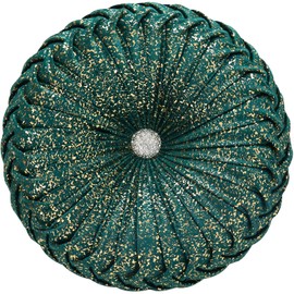 EUCIOR Round Throw Pillows,Christmas Pillows,Green and Gold Throw Pillows,Pumpkin Pleated Handmade Velvet Decorative Pillow for Sofa Bedroom Livingroom