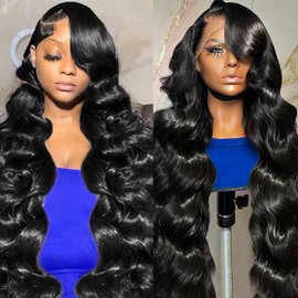 sterly 20 Inch 13x6 Lace Front Wigs Human Hair 250% Density HD Body Wave Lace Front Wigs Pre Plucked Wigs Human Hair for Women Gluless Wigs with Baby Hair #1 Jet Black