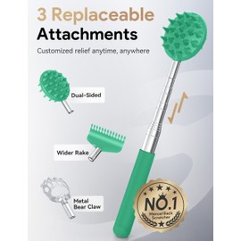 TUKUOS Telescoping Back Scratcher with 4Pcs Detachable Scratching Heads, Back Scratcher for Men/Women,Dual Sides Scratcher/Metal Claw/Rake Scratcher Christmas Gifts Stocking Stuffers for Women Men