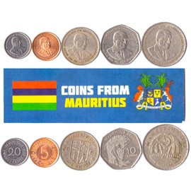 Hobby of Kings Different Coins - Old, Collectible Mauritian Foreign Currency for Collecting Book - Unique, Commemorative World Money Sets - Gifts for Collectors - Collection of 5