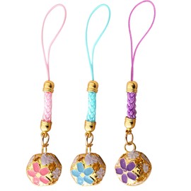 ZHEJIA Flower Bell (3 Pieces) Accessory Charm Bell Netsuke Pendant Craft Bell Amulet Clean Sound DIY Present Souvenir Accessory, Alloy, Polyester, Iron