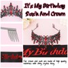 CURASA Birthday Sash and Crown Black Birthday Sash for Women