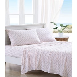 Tommy Bahama | Flamingle Collection | Bed Sheet Set - Crisp & Cool 100% Washed Cotton Lightweight Bedding, Queen, Pink