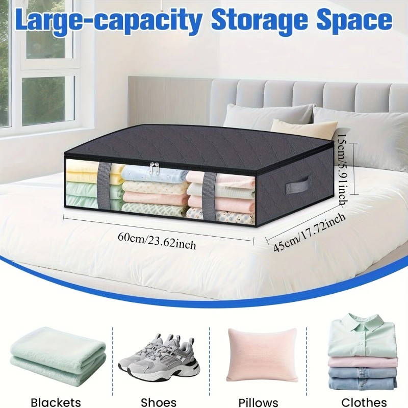 Under Bed Storage Bags – Underbed Organizer 4 Pack, Blanket