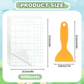 50 Self Sealing Laminating Sheets, 6 Inches Waterproof Clear Laminate Sheets, PVC No Machine Laminating Sheets, No Heat Sticker Paper with Small Scraper, Glossy Cold Laminating Film for Business Card