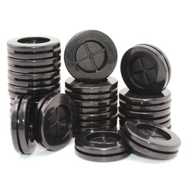 EASYEAH 1 Inch Rubber Grommets for Wiring, 3/4 in ID Double-Sided Rubber Plugs for Round Holes, Firewall Grommet Automotive, Wire Cable Protection for Metal Electric Box, 20 Pcs 20x25 mm, Black