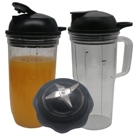 Hoja de repuesto Easy Twist con 1 taza de 24 onzas con mango y 1 taza de 24 onzas y 2 tapas para llevar, compatible con licuadora Nutri Bullet Combo