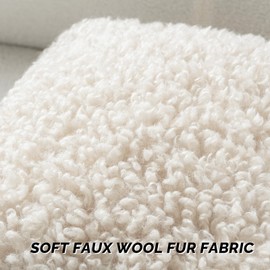 FUTEI Beige Decorative Throw Pillow Covers 18x18 Inch Set of 2,Soft Fluffy Faux Wool Textured Cushion Case,Modern Home Decor for Couch Bed Living Room Office
