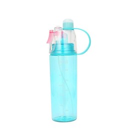 20oz Leakproof Water Bottle with Extra Spray Head & Straw 600ml BPA Free Sports Water Bottle Drinking and Spraying Misting Bottle for Cooling and Hydration, Gym, Sports, Outdoors and Office (Blue)
