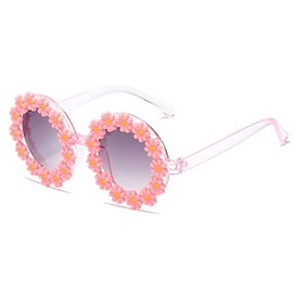 JINHUIBBA Girls round Flower Sunglasses Flower Cute Glasses UV 400 Protection for Outdoor Beach