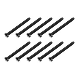 METALLIXITY 50pcs M3 x 35mm Flat Head Screws Carbon Steel Machine Screws for Eyeglass Watch Small Electronics Black