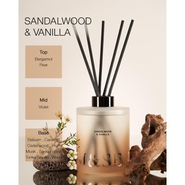 M&SENSE Sandalwood Vanilla Diffuser Set, 16.9 fl oz Home Fragrance Diffuser Gift & Decor, Aesthetic Scent Reed Diffuser with Long Lasting Aroma, Fragrant Diffuser Set for Office Bathroom