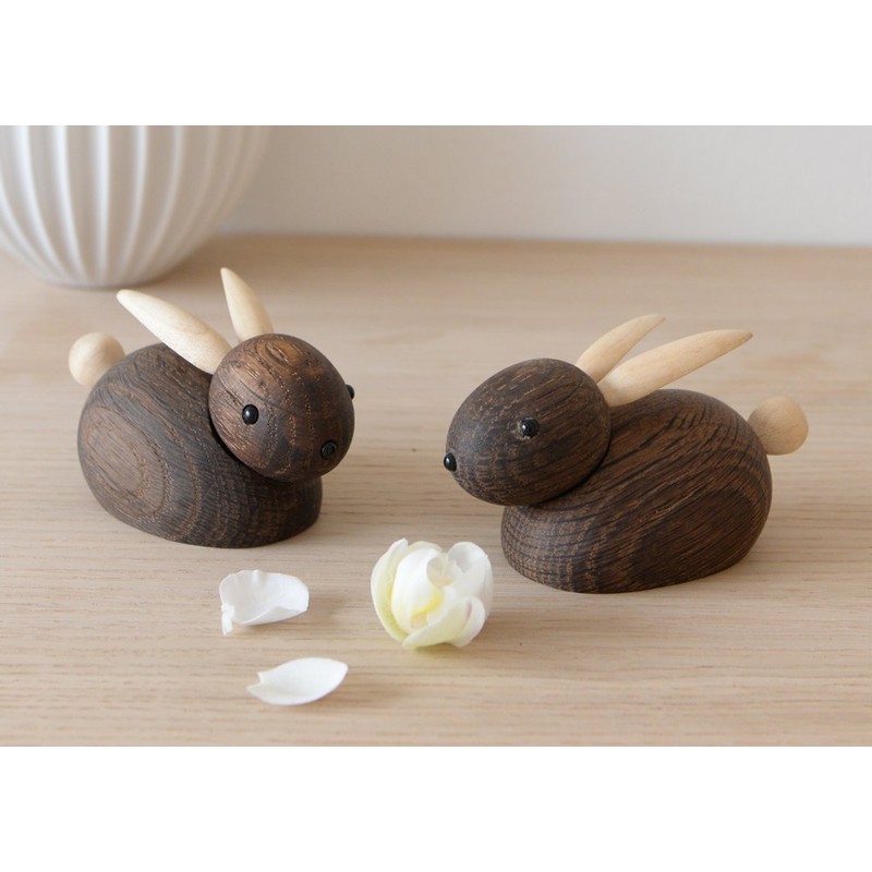 Lucie Kaas Wooden Rabbit Figurine, Brown, 9 cm