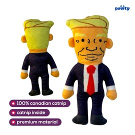 PAWTY Mini Donald Plush Cat Toy w Catnip - United States of America Patriotic Flag - Small Cute Unique Funny Toy for All Cat Size - Birthday Cat Gift