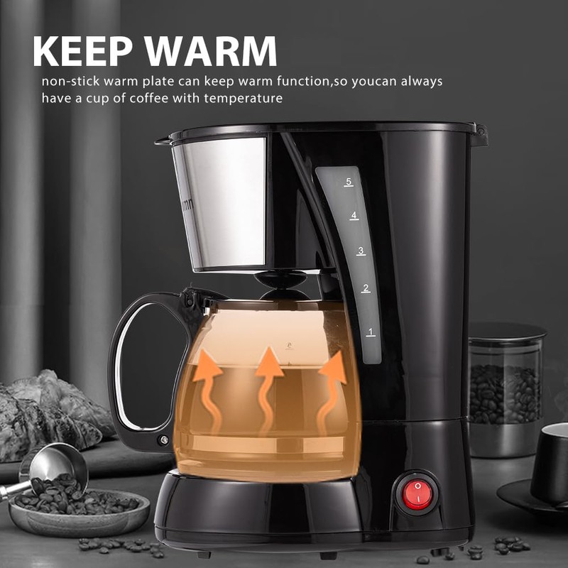Nehilumn 4-5 Cups Drip Coffee Maker, Coffee Pot Machine Permanent