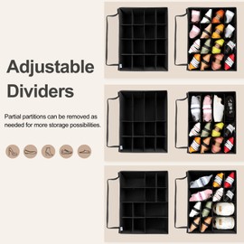 TOPIA HOME Shoe Organizer for Closet, Foldable Shoe Box with Adjustable Dividers and Clear Cover, Space Saving Shoe Storage Organizer Cabinet with Reinforced Handles, Fits 16 Pairs, Black, TP09B